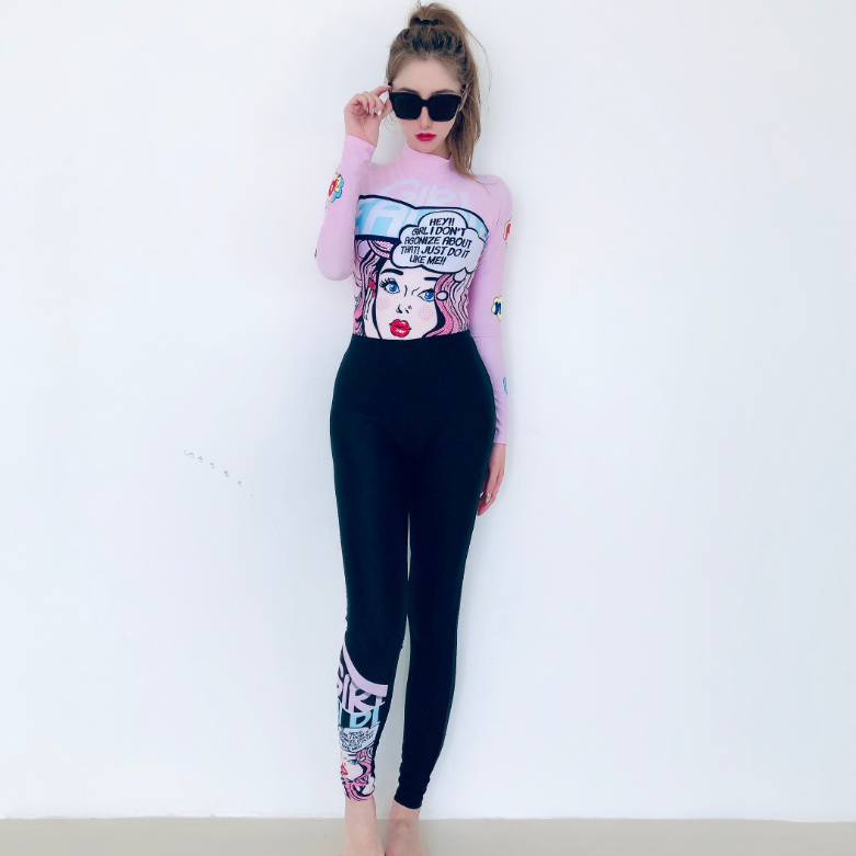 Swimwear women 2021 New Korean conservative conjoined slim long sleeve trousers sunscreen hot spring surf diving suit