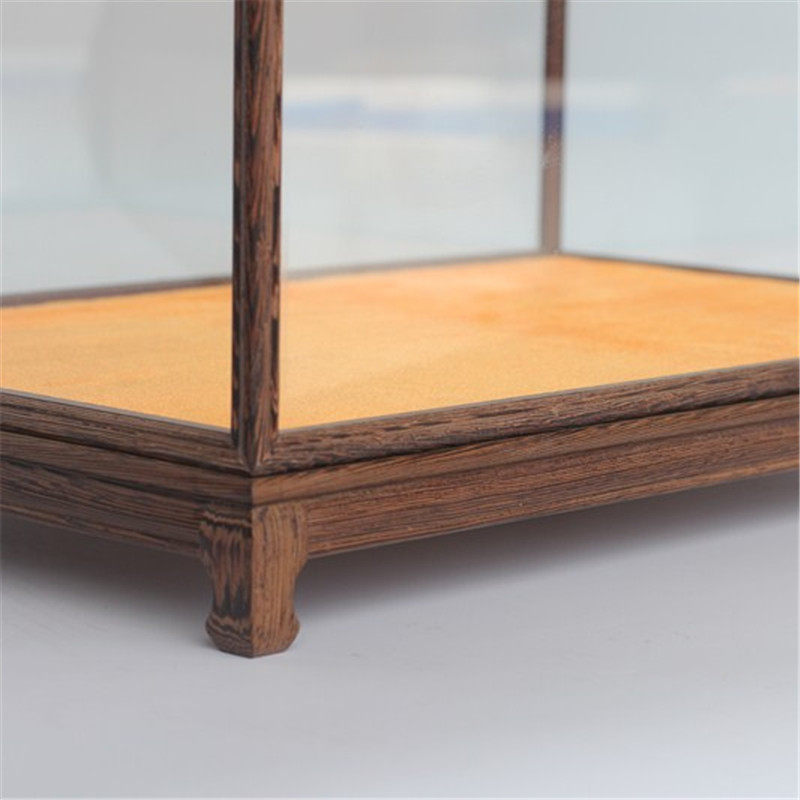 Red Wood Glass Hoods Chinese Style Dust Cover Chicken Wings Wood Model Display Case 23132616 Pagoers Customizable