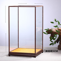 Mahogany glass cover display cabinet Buddha cover vertical increase dust cover can be customized lettering lamp 354045