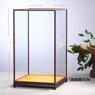 Mahogany glass cover display cabinet Buddha statue cover vertical large dust cover can be customized lettering lamp 354045