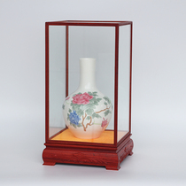 Glass cover Buddha dust cover Safflower pear solid wood cage transparent display stand Private custom size LOGO