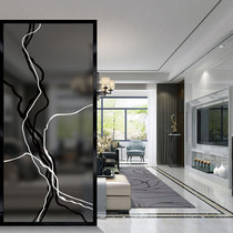 Home decoration Changhong art tempered glass decorative background wall black wave partition screen Entrance living room Simple European matte