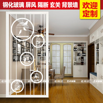 Art glass TV background wall Living room flower and bird partition screen entrance Modern simple Central European frosted process
