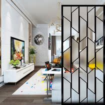 Lattice modern light luxury art glass screen partition Living room entrance bathroom background wall Frosted translucent new Chinese style