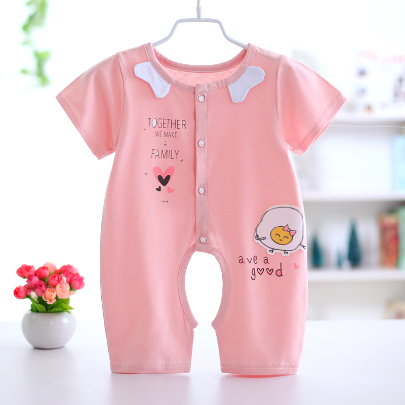 Bé onesies ngắn tay cotton nam giới và phụ nữ quần áo trẻ em phần mỏng sơ sinh ngủ quần áo mùa hè romper mùa hè ăn mặc đồ ngủ