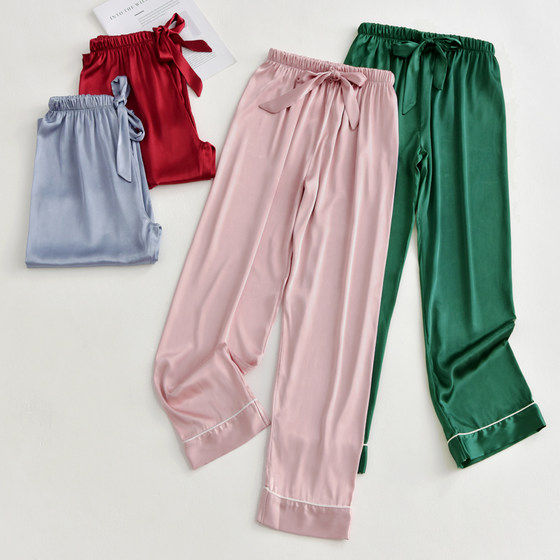 Pajama pants women's trousers thin spring and summer ice silk air-conditioning pants satin home loose casual silk large size home pants