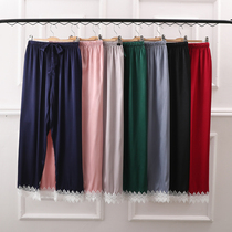Sleepy pants Spring Summer and Autumn Ice Fire Air ConditionsMetal pants Young trousers Silk yards lace home pants