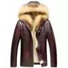 Winter new big hair collar fur one-piece male Haining leather leather coat short velvet thickened warm tide hooded jacket
