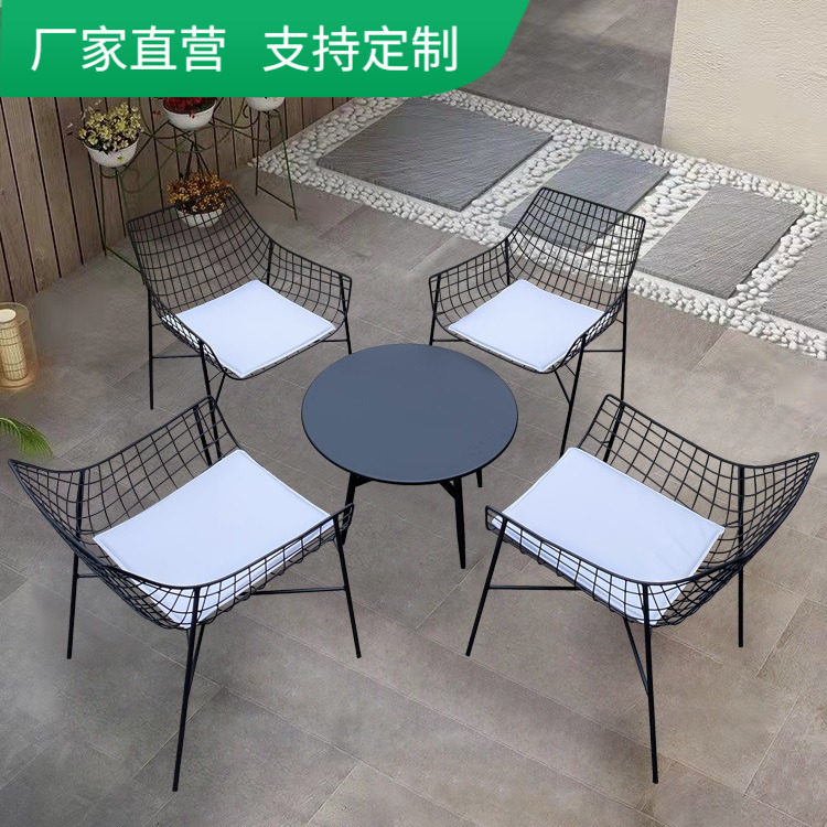 Outdoor Table Chairs Combined Garden Wine Gallery Coffee Milk Tea Shop Sample House Display Center Outdoor Open Air Casual Waterproof Iron Art Chair