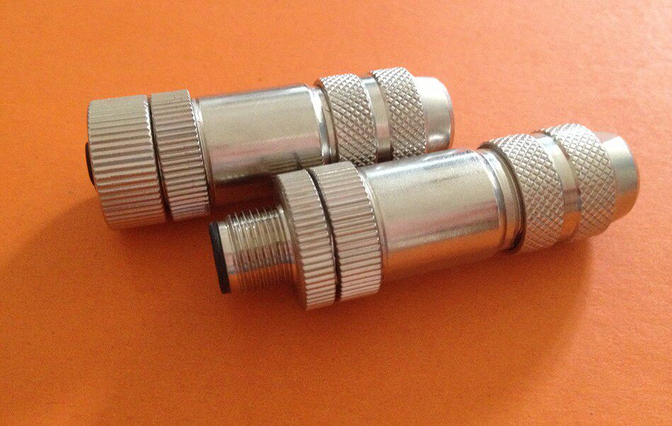 M12 metal shielded waterproof plug metal bent straight head male sensor plug 4-pin 5-hole 8-core connector