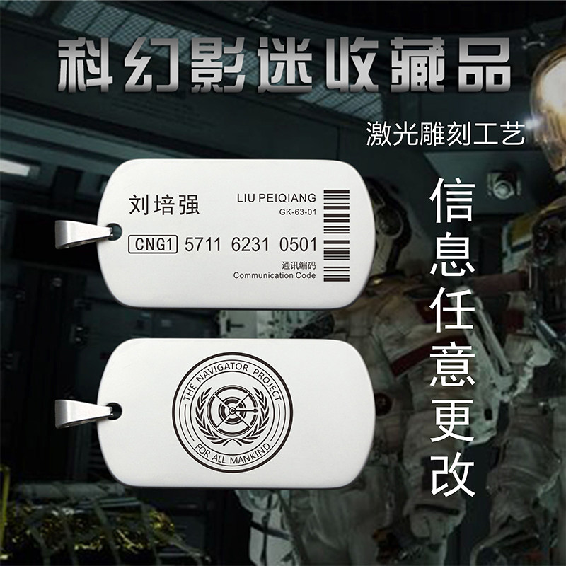 Wandering Earth's necklace underground pass film plan nameplate badge hanging piece of Liu Peiqiang men's tide