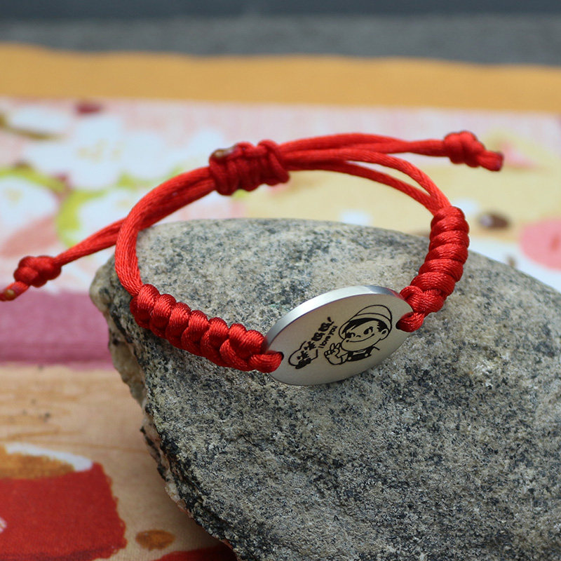 Diamond carved bracelet elliptical elderly dementia child baby anti-missing name mobile phone address rope