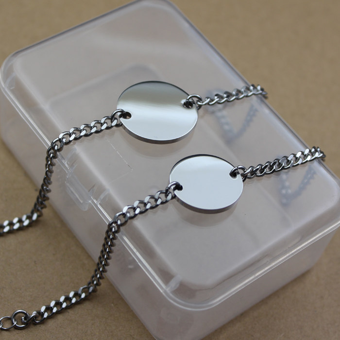 Hand Refining Round Plate Titanium Steel Lettering custom footed round titanium alloy lovers walk lost license plates for men and women Valentine's Day