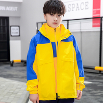 Childrens assault clothes boys and girls three-in-one two-piece set detachable plus velvet padded Tide brand custom juvenile clothing