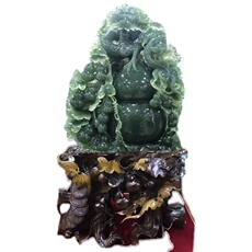 Ювелирный камень 天然玉石岫玉绿色原石手工雕刻葫芦龙大型摆件代代成龙玉器艺术品