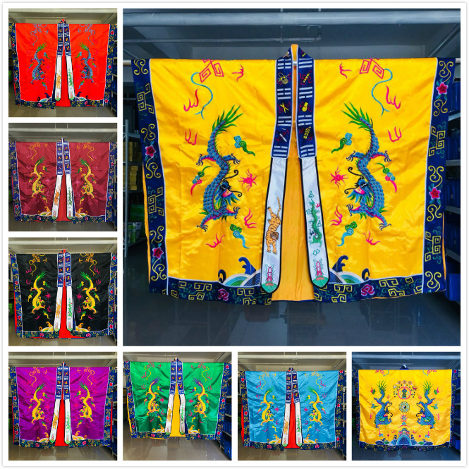 Embroidery coat Satin fabric Taoist robe Double Dragon clothing Sutra clothing Taoist clothing Double Dragon pattern embroidery Taoist supplies