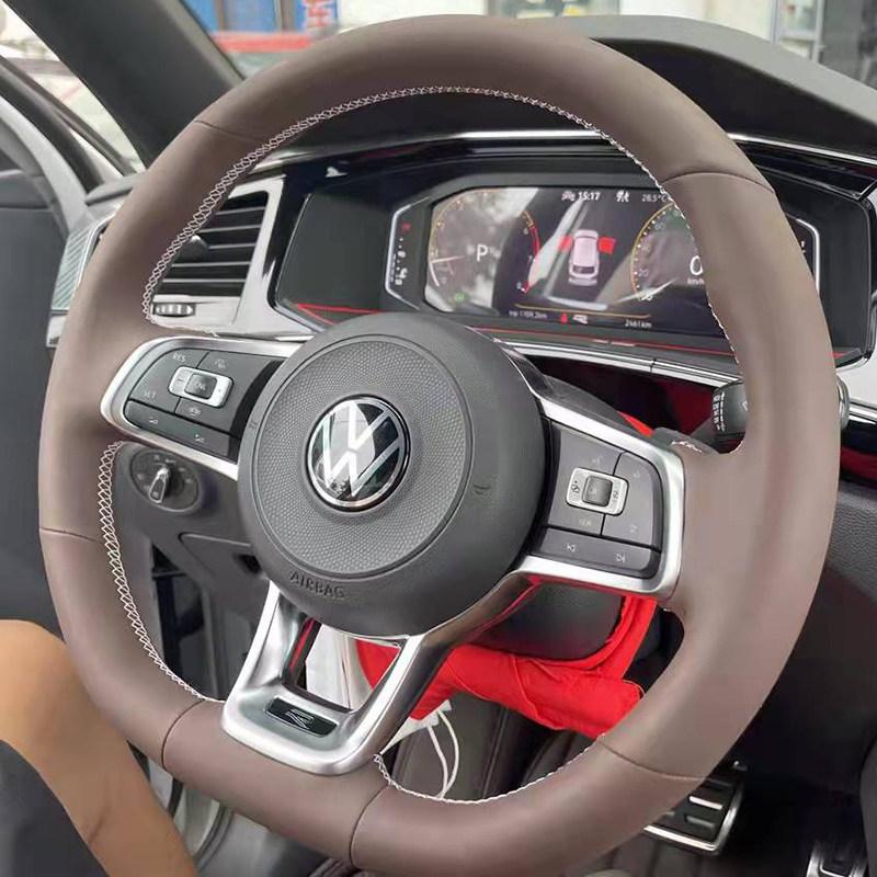 Volkswagen Golf 7 Tangyue R-Line Steering Wheel Cover Dermis X Ling Ferry GTS to stitch the glove special-Taobao