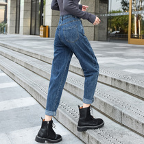 Jeans womens straight loose high waist 2021 Spring and Autumn new womens radish pants slim big size dad pants