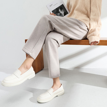 Plus velvet woolen pants childrens autumn and winter straight tube loose khaki slim Harlan casual radish nine-point pipe pants