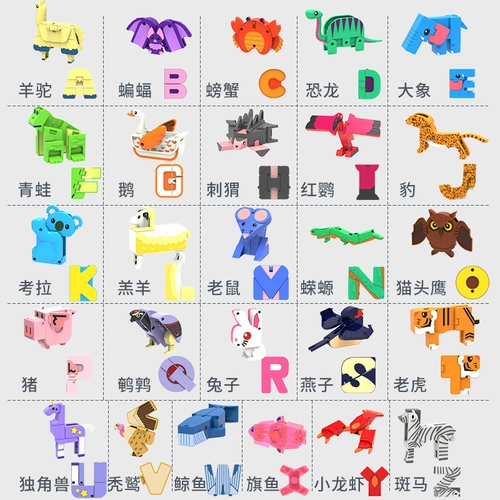 Martens, трансформер с буквами, вариационная игрушка, робот, динозавр, детский комплект, английский, 26 комплектов, 5 лет