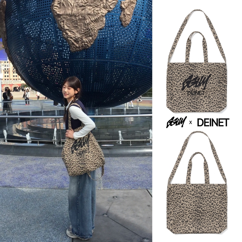 Korean Genuine Deinet Leopard Print Canvas Bag Ggum Co-Branded Tote Bag Retro Large-Capacity Handbag Shoulder Bag Korean Genuine Deinet Leopard Print Canvas Bag Ggum Co-Branded Tote Bag Retro Large-Capacity Handbag Shoulder Bag