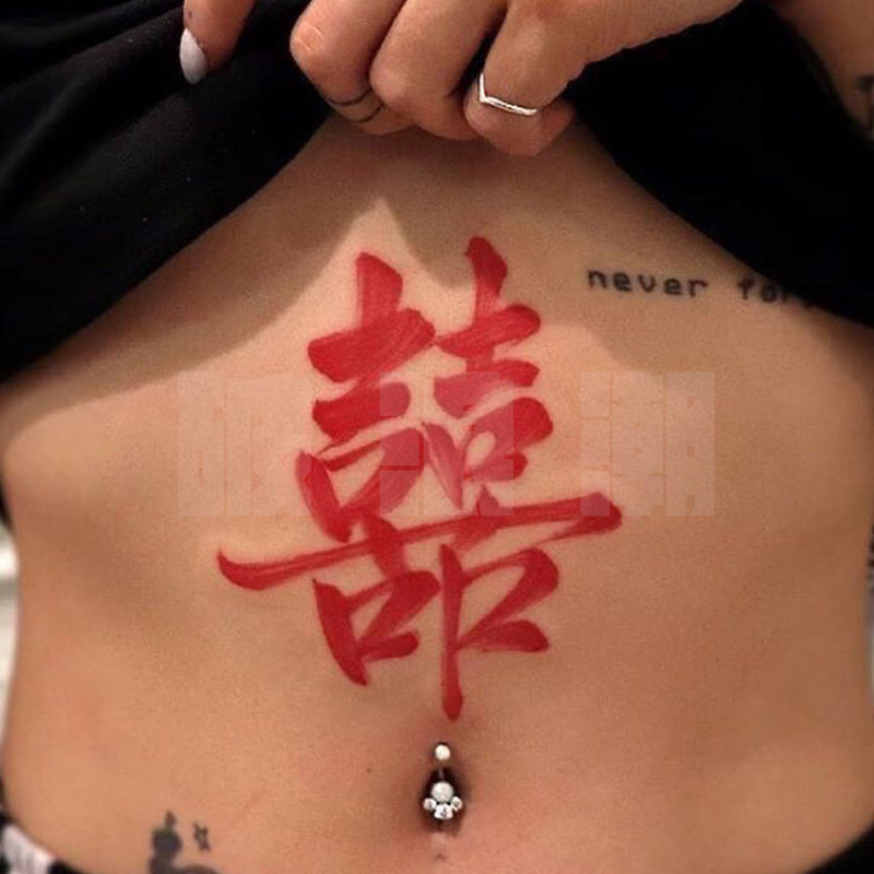 Breaking Wave Common style Tattoo Sticker With Double Joy Character Sexy Merino Wind Girl Hot Girl Waterproof Art Mao Pen Character