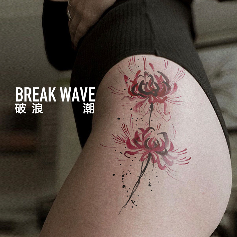 Break the wave original tattoo stickers Bana Manzhu Shahua A group of two sexy clavicle flower arms white English
