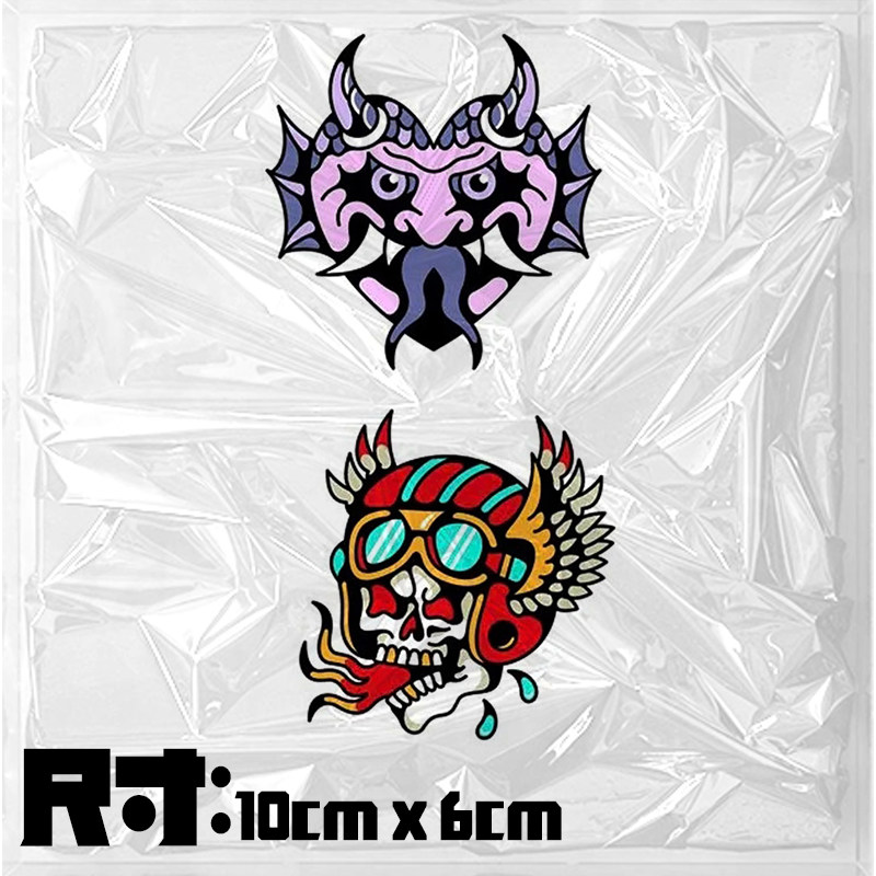 Breaking tide ordinary tattoo stickers oldschool parquet arm European and American ins wind waterproof devil cartoon