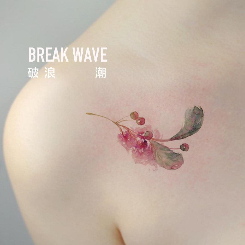 Break the wave original tattoo stickers Watercolor feather Literature and art super white sexy beautiful clavicle ins wind fairy