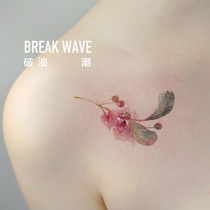 Breaking waves original tattoo stickers watercolor feathers literary Super White sexy beautiful clavicle ins Wind little fairy