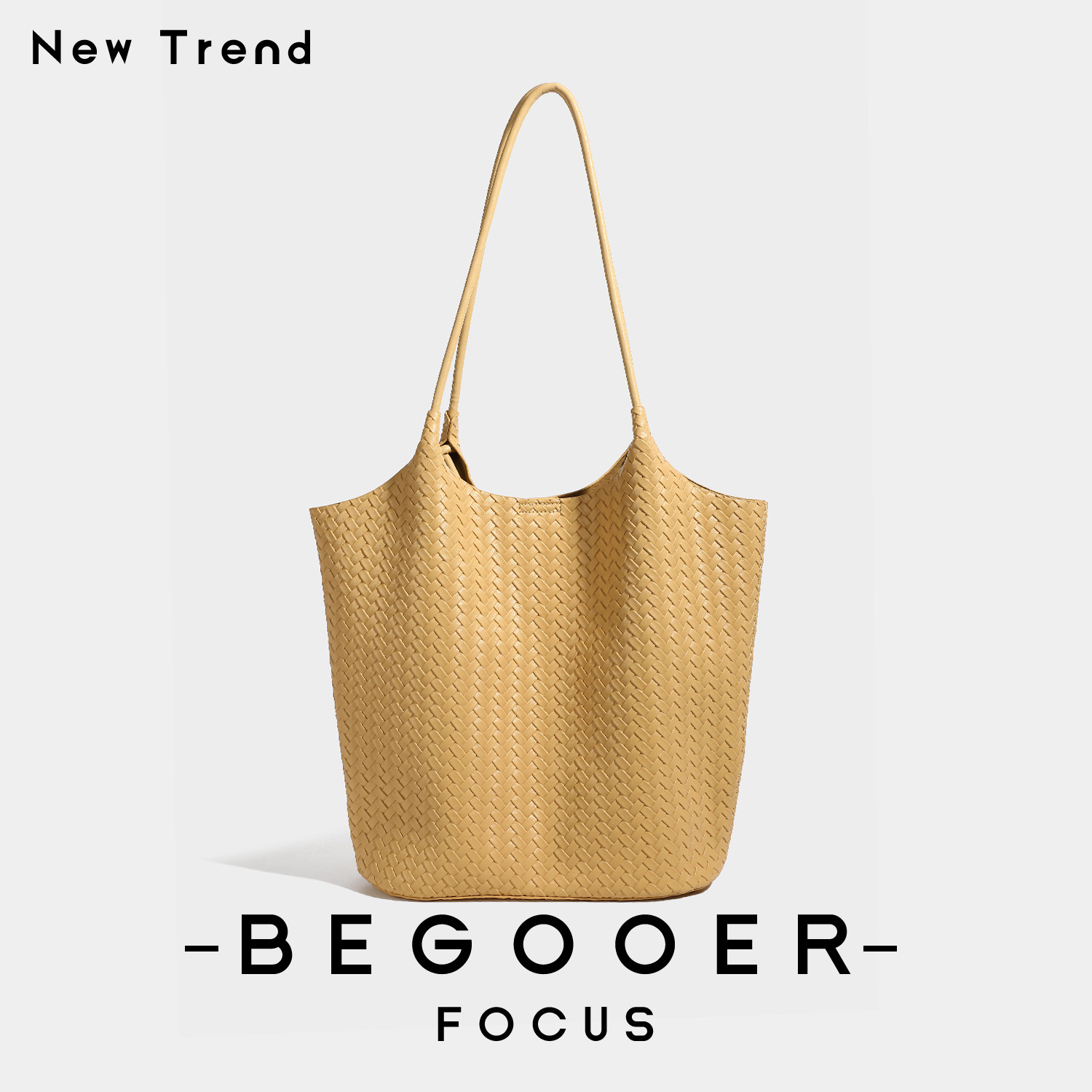 BEGOOER Fashion Woven Texture Tote Bag Set for Women - New Versatile Minimalist Large Capacity Shoulder Bag for Commuting