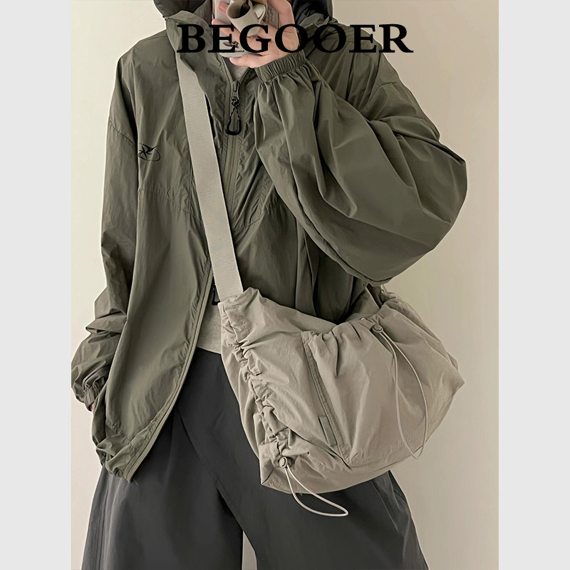 BEGOOER Puffer Pleated Drawstring Canvas Bag for Women, Lightweight Large-Capacity Shoulder Crossbody - Thumbnail 2