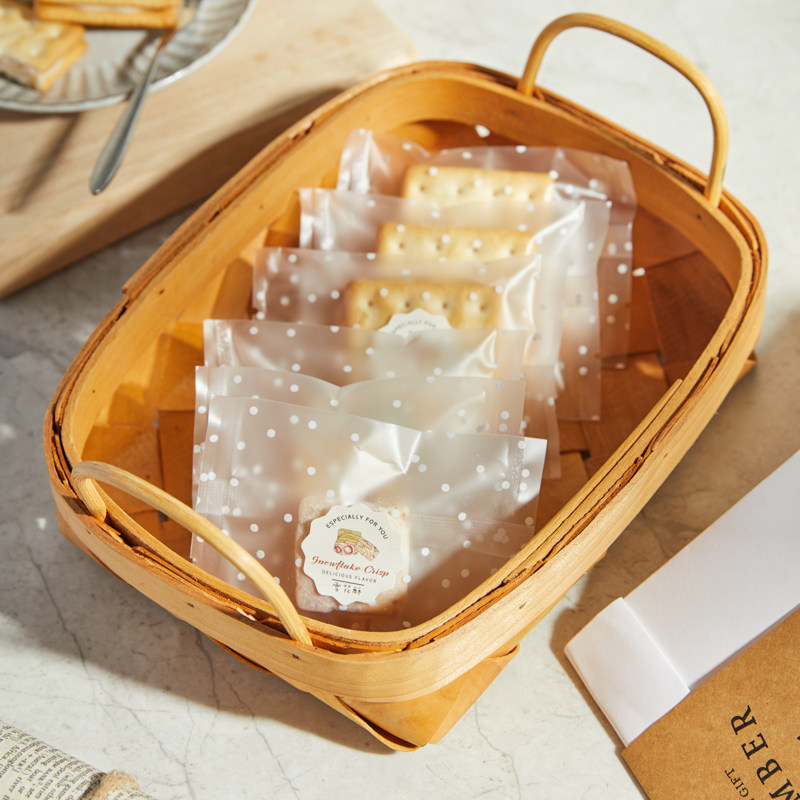 Thickened frosted polka dot snowflake crispy packaging bag egg yolk crispy beef pie machine sealed bag biscuit bag milk date bag 100 pieces