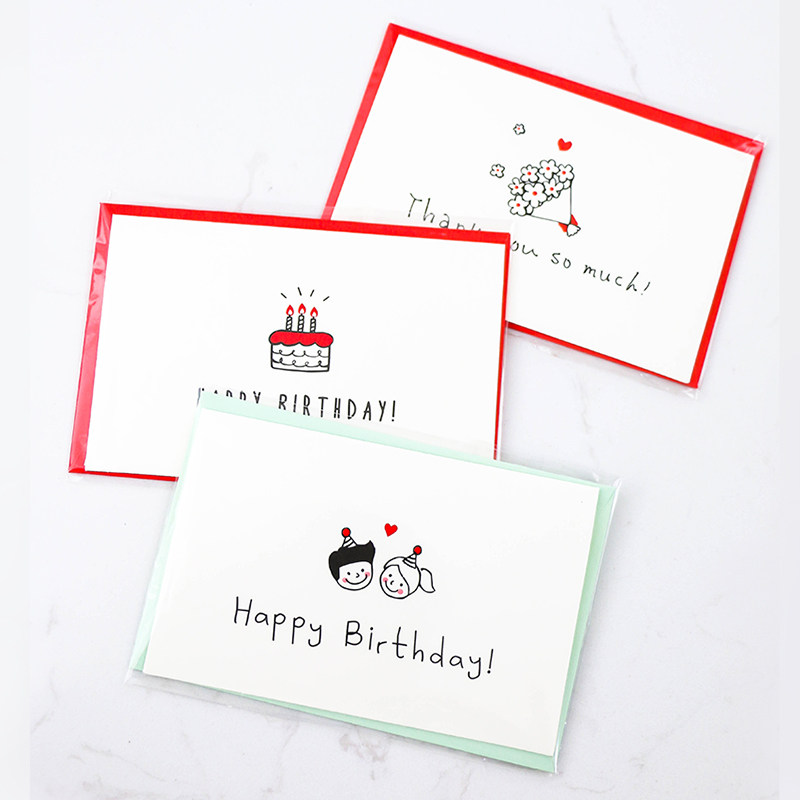 Hand-painted Happy Birthday Cards Cake Packaging Boxes Candy Cookies Cookies Gift Box Accessories Thank You Blessing Cards