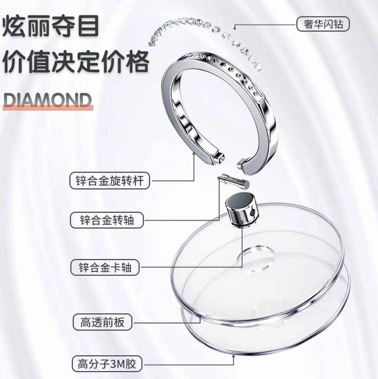 Mobile Phone Case Ring Holder Desktop Stand Car Adhesive Phone Holder Fully Transparent Wristband Hook Ultra-Thin Function