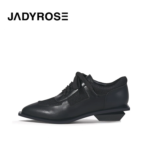 Джадироза Дизайнер заостренные повседневные одиночные женские женские сетчатые кружевные движения с низкой каблуком Брок туфли густые каблуки глубокие рот