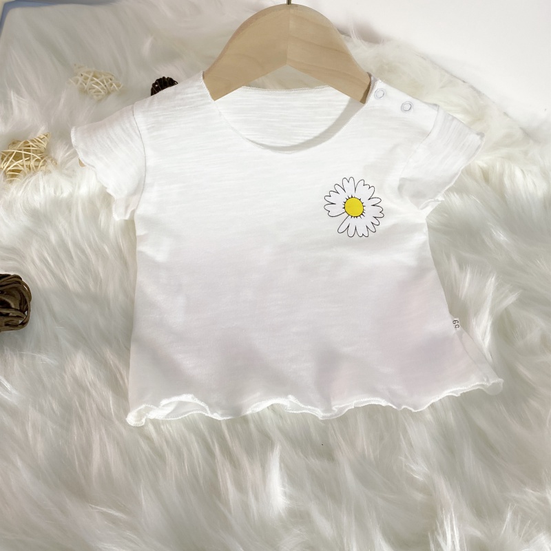 Thin section girl baby daisy T-shirt pure cotton Korean version summer infants and young children girls short-sleeved breathable half-sleeved bottoming