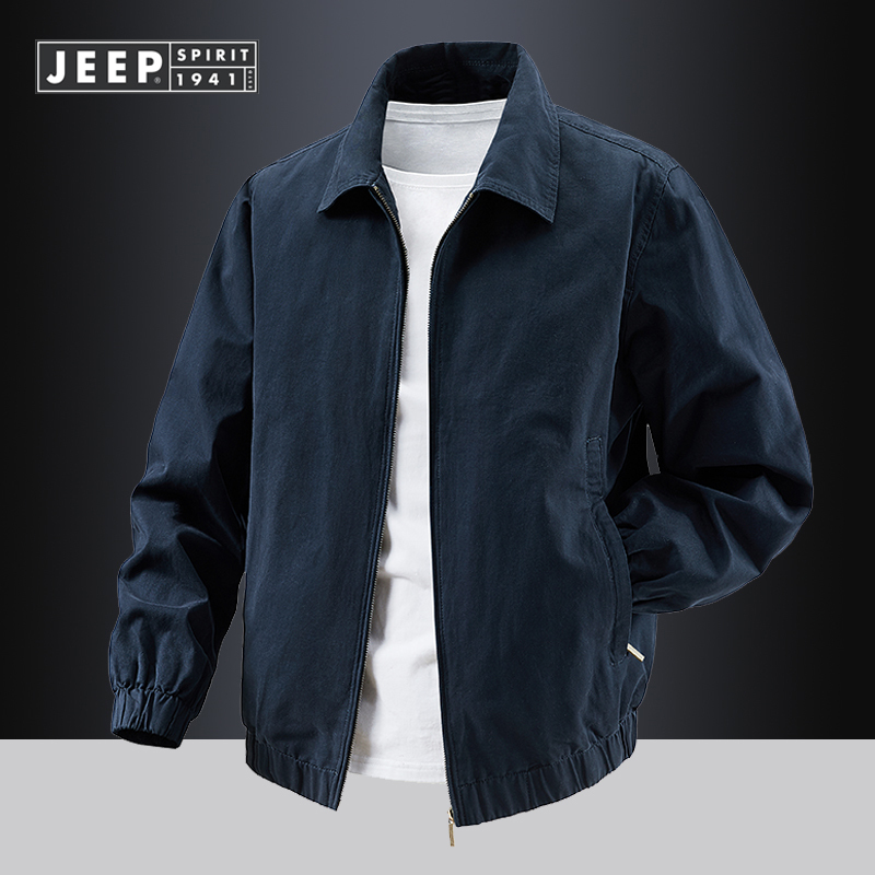 Jeep Pure Cotton Executive Jacket Men's Spring and Autumn Loose Lapel Men's Business Casual Simple Coat Men