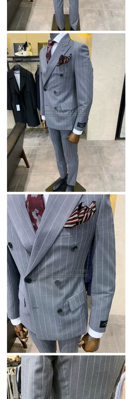 Giảm giá Liberclassy Korea khi mua 19 bộ đồ len sọc xám mùa hè hai ngực - Suit phù hợp