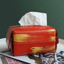 Leather Original Handmade Dyed Home Crammed Box Net Red Retro Nostalgia Paper Towel Box Creative Custom Indigo Logo