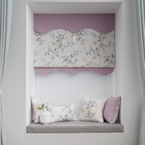 Modern Chinese fabric Roman curtain Elegant American Magnolia lifting curtain Custom living room bay window Tatami