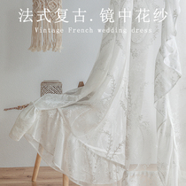 French retro lace window screen ruffle ruffle Rococo white gauze curtain living room balcony arch curtain partition curtain