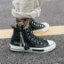 Râu Mengnan 2018 Nhật Bản Okayama cao-top dây kéo giày vải xe máy giày thủy triều Yu Wenle cao-top giày shop giày thể thao nam Plimsolls