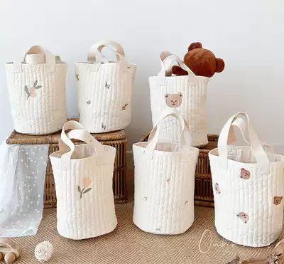 Korea ins mommy bag canvas multifunctional large capacity Fashion mother baby bag cartoon office worker portable lunch bag