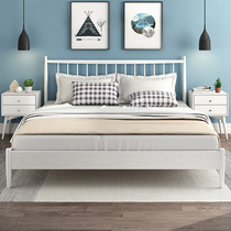 Nordic solid wood bed 1 8 meters master bedroom modern minimalist style white double bed 1 5 Japanese-style small apartment bed and breakfast bed