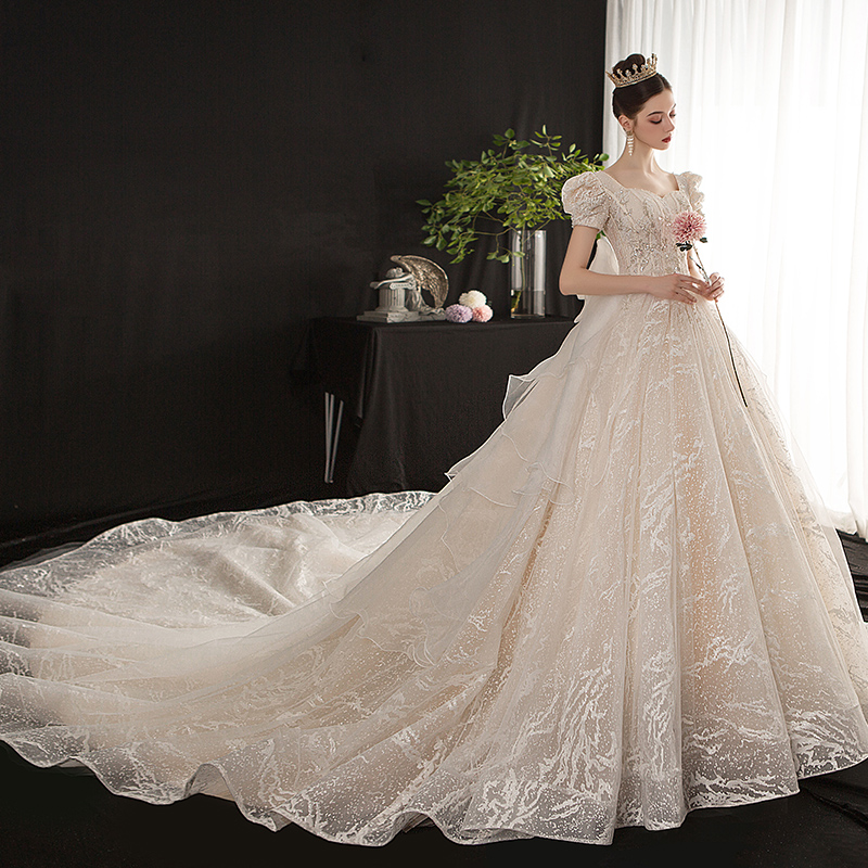 Wedding Dress 2020 New Bridal Sensuo Dream Super Fairy Trailing Comeback Retro Conservative Light Wedding Dresses Dress Minimalist