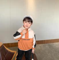 Korean sweater hooded childrens clothing autumn clothing plus velvet autumn winter foreign style 3 year old baby coat thick warm Korean version