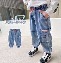 Korean childrens clothing boys jeans spring and autumn Korean childrens baby trousers cotton 2020 new autumn pants tide