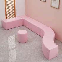 Early education sofa stool kindergarten childrens long strip soft bag sofa bench leather stool corridor rest stool