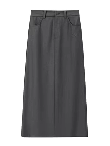 Демисезонная сверхдлинная длинная юбка, лонгслив, свитер, рубашка, комплект, с акцентом на бедрах, свободный прямой крой, А-силуэт, по фигуре